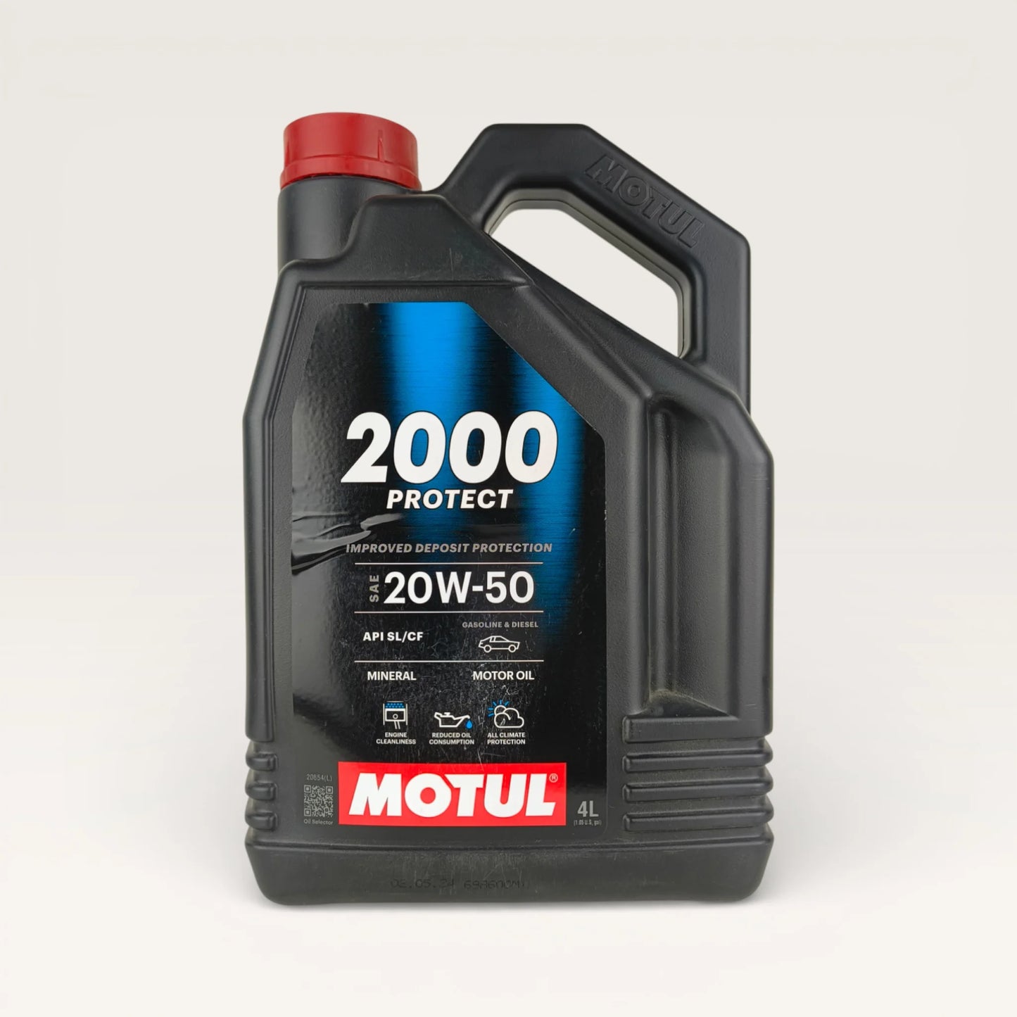 motul 2000 protect 20w50 4-litre engine oil front side
