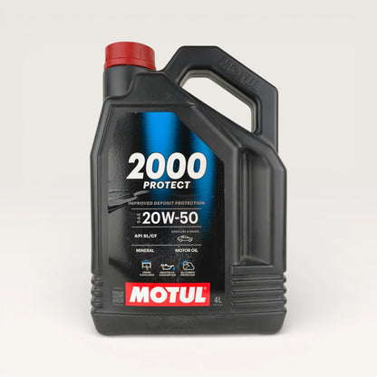 motul 2000 protect 20w50 4-litre engine oil front side