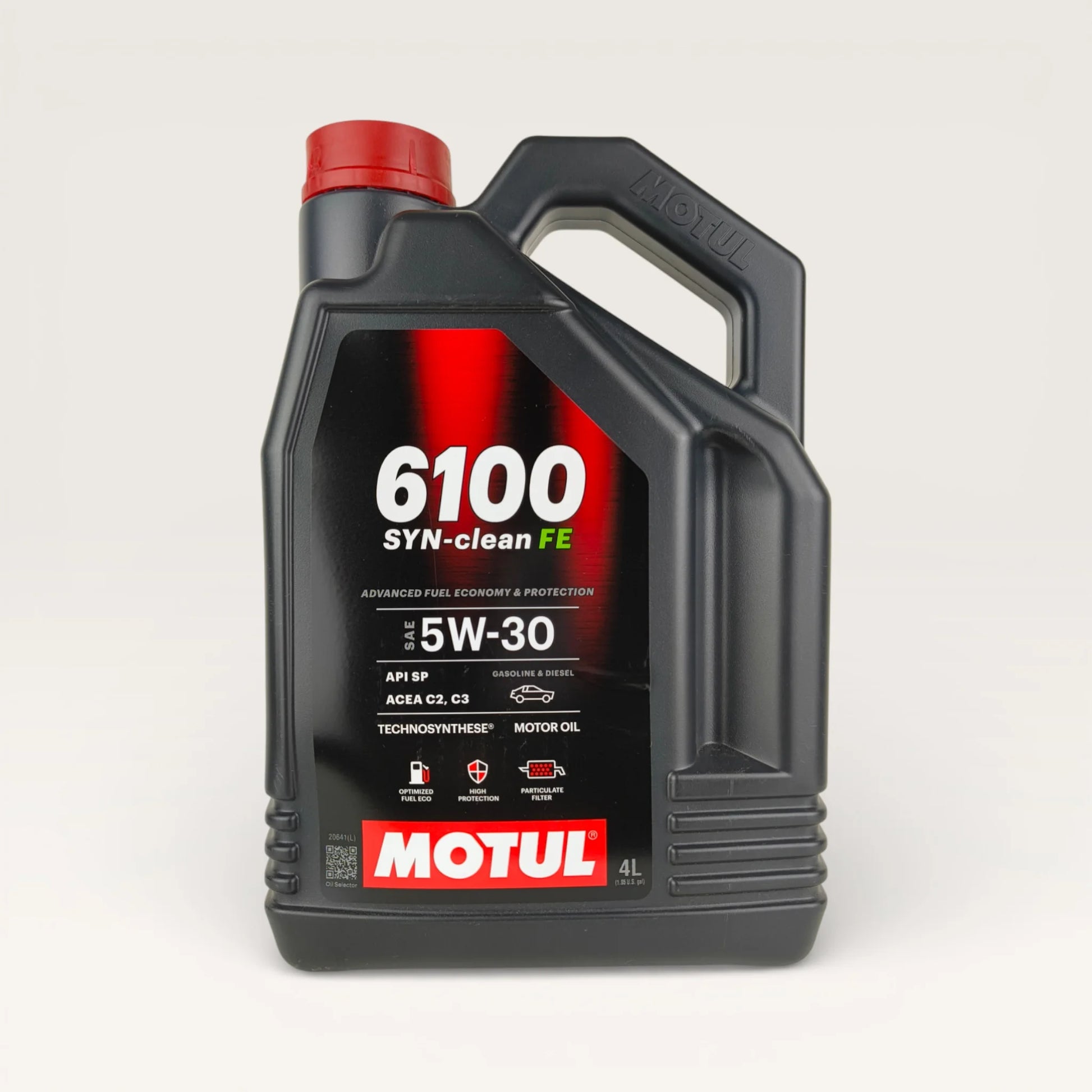 motul 6100 syn-clean fe 5w30 4-litre engine oil front side
