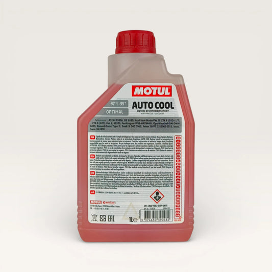 motul autocool antifreeze red coolant  liquid bottle 1-litre back side