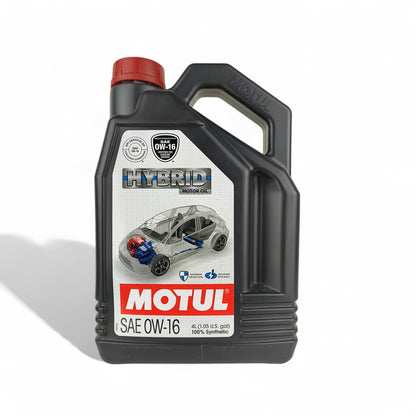 motul hybrid 0w16 4-litre engine oil front side