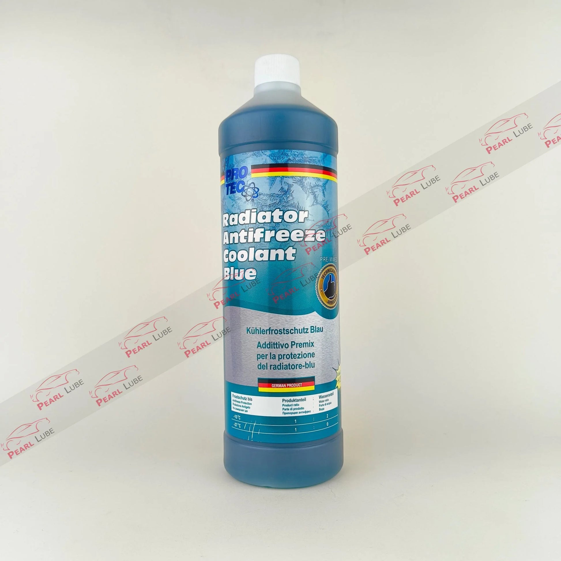 PROTEC Radiator Antifreeze Coolant Blue 50/50 Premix 1 Liter front side
