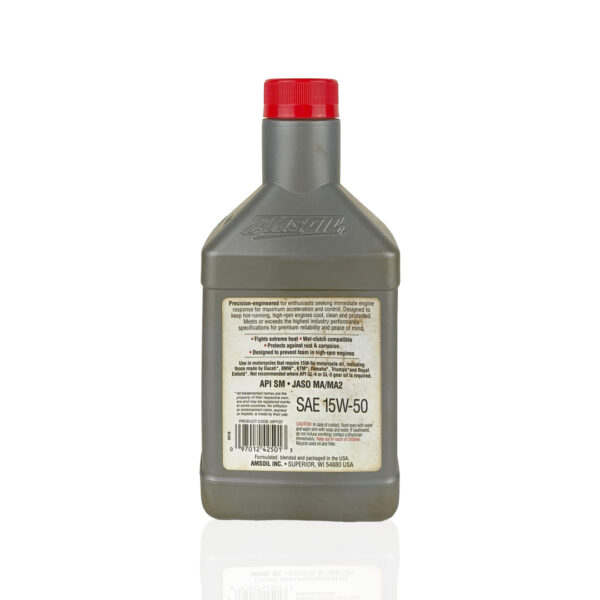 AMSOIL 15W-50 (15w50) Synthetic Metric Motorcycle Oil - Image 2